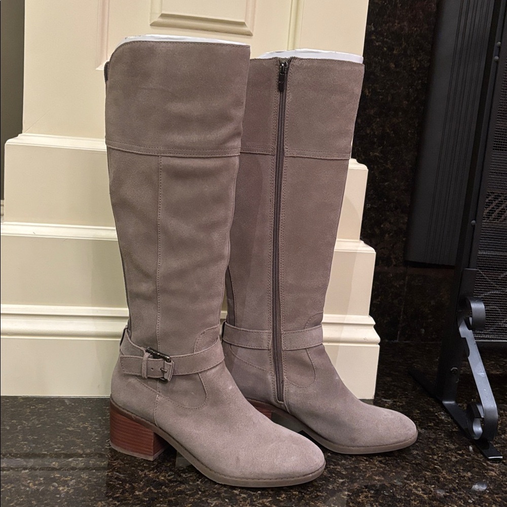 Marc Fisher Over the Knee Suede Boots - Taupe
